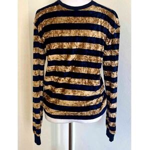 ZARA MAN Mens crushed velvet striped sweatshirt size Small